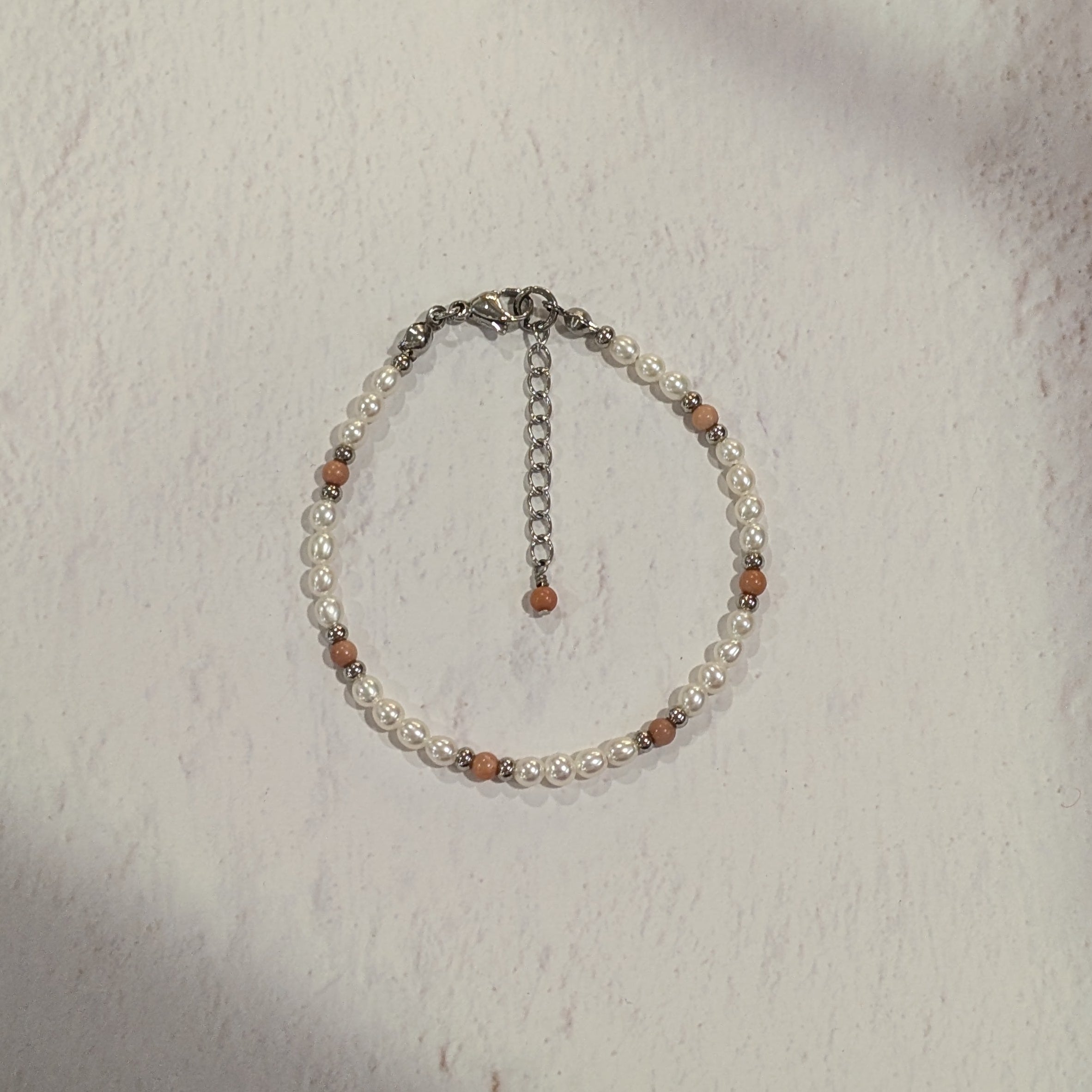 Pearl + Mineral Stone Bracelet, 3mm Freshwater Pearls